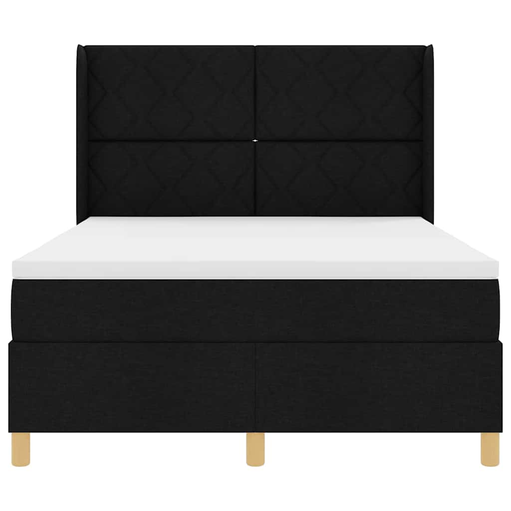 Box Spring Seng Med Madras Sort 140 X 190 Cm Stof