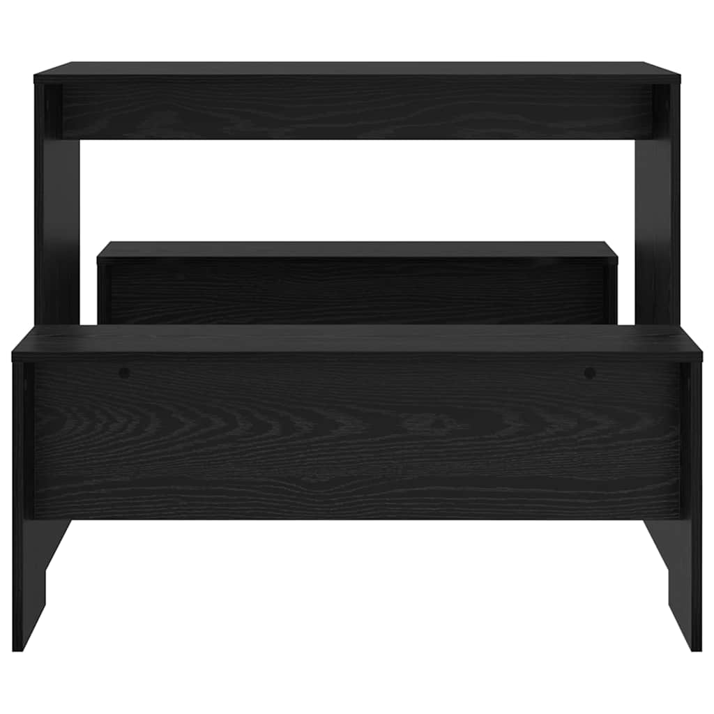 Spisestuesæt 2 Pcs Sort Eg 97 X 47 X 75 Cm Konstrueret Træ
