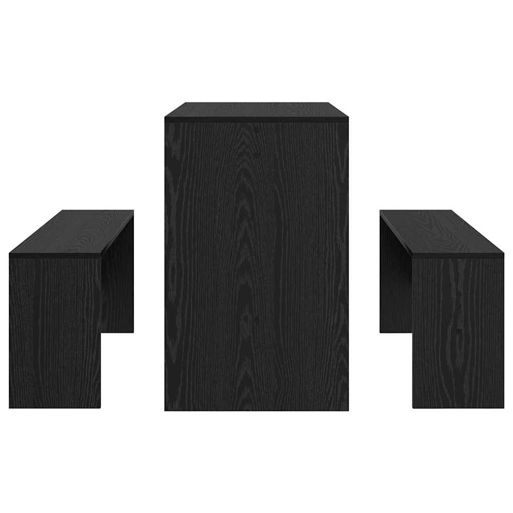 Spisestuesæt 2 Pcs Sort Eg 97 X 47 X 75 Cm Konstrueret Træ
