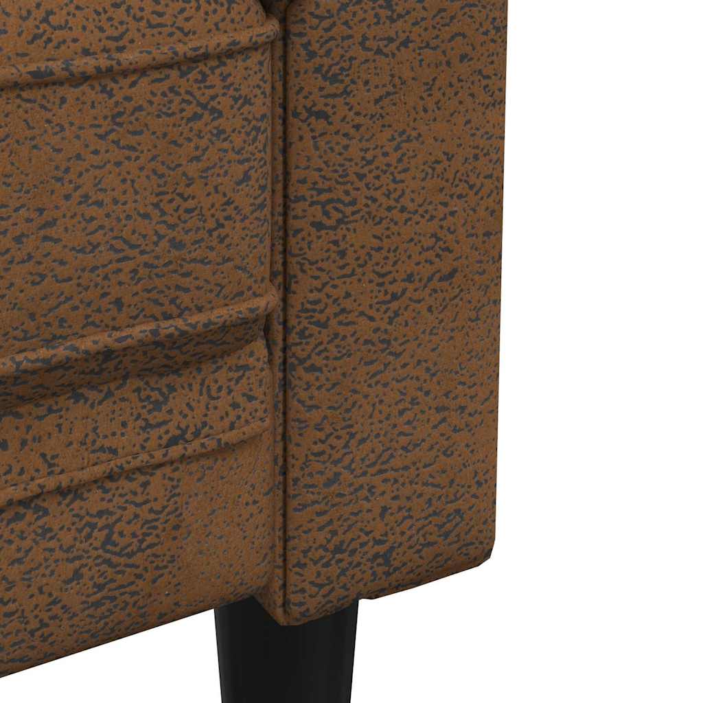 Chesterfieldsofa Brun 182.5 X 74.5 X 74.5 Cm Faux Suede Læder