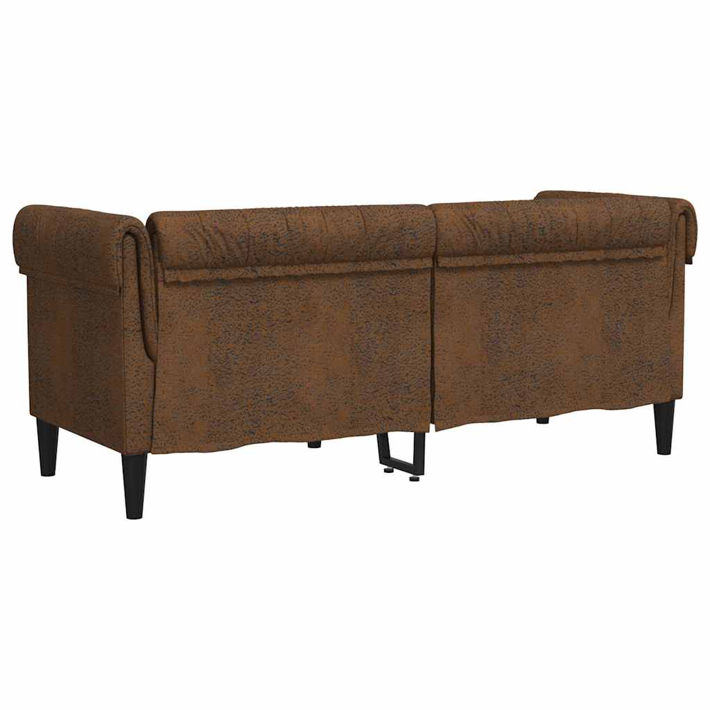 Chesterfieldsofa Brun 182.5 X 74.5 X 74.5 Cm Faux Suede Læder