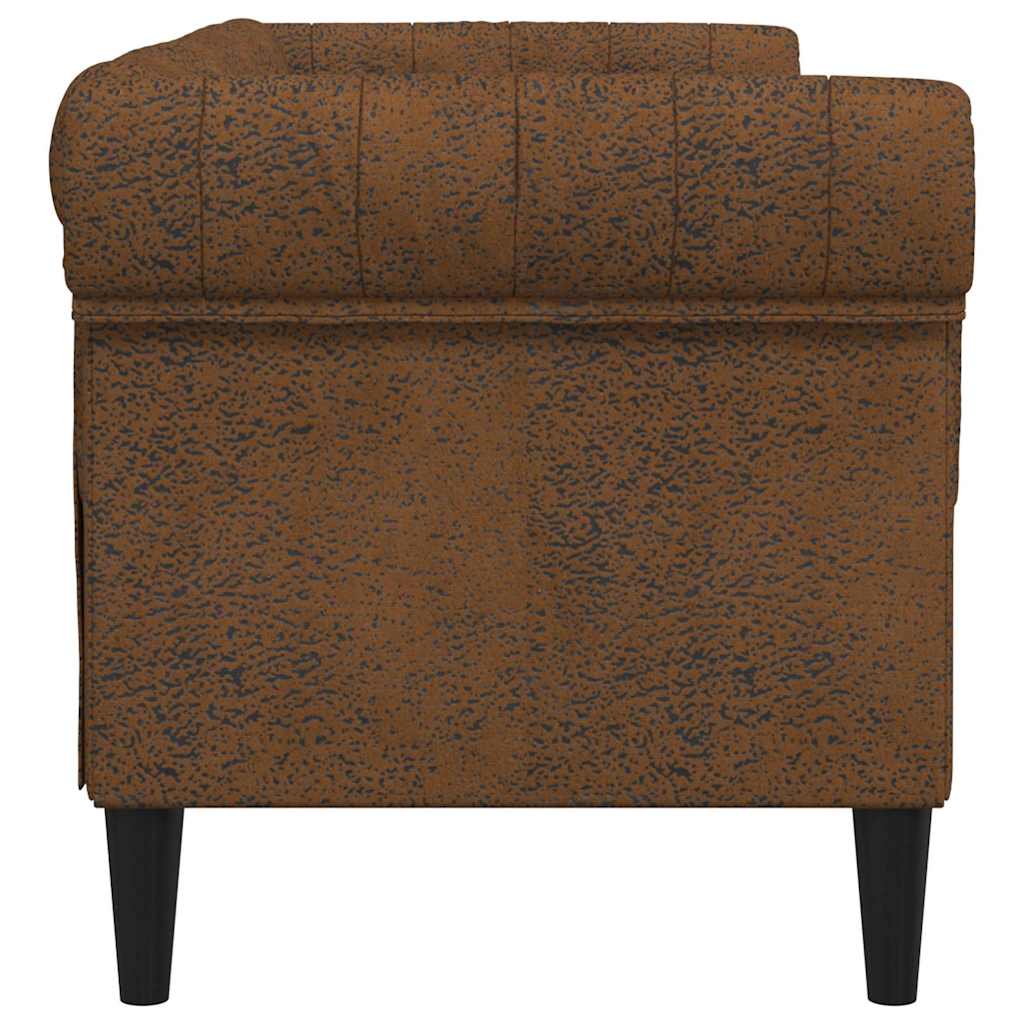 Chesterfieldsofa Brun 182.5 X 74.5 X 74.5 Cm Faux Suede Læder