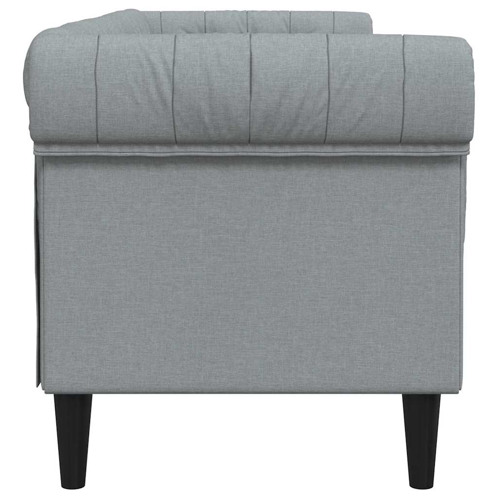 Chesterfieldsofa Med Pude Lysegrå 201.5 X 74.5 X 74.5 Cm Stof