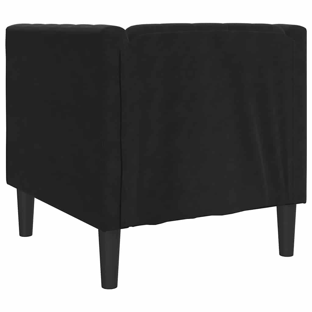 Chesterfield Sofa Stol Med Pude Sort 71 X 74.5 X 70.5 Cm Fløjl