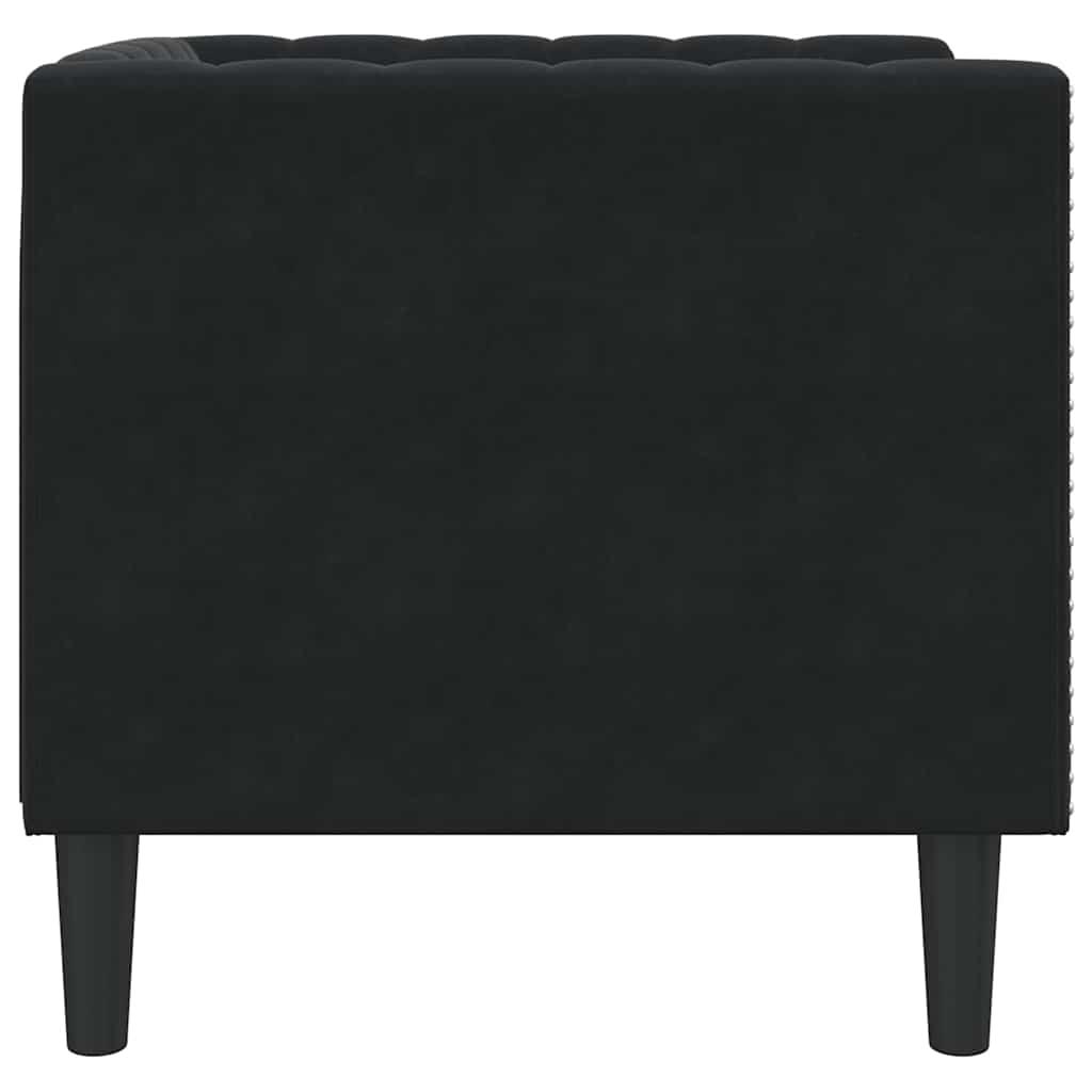 Chesterfield Sofa Stol Med Pude Sort 71 X 74.5 X 70.5 Cm Fløjl