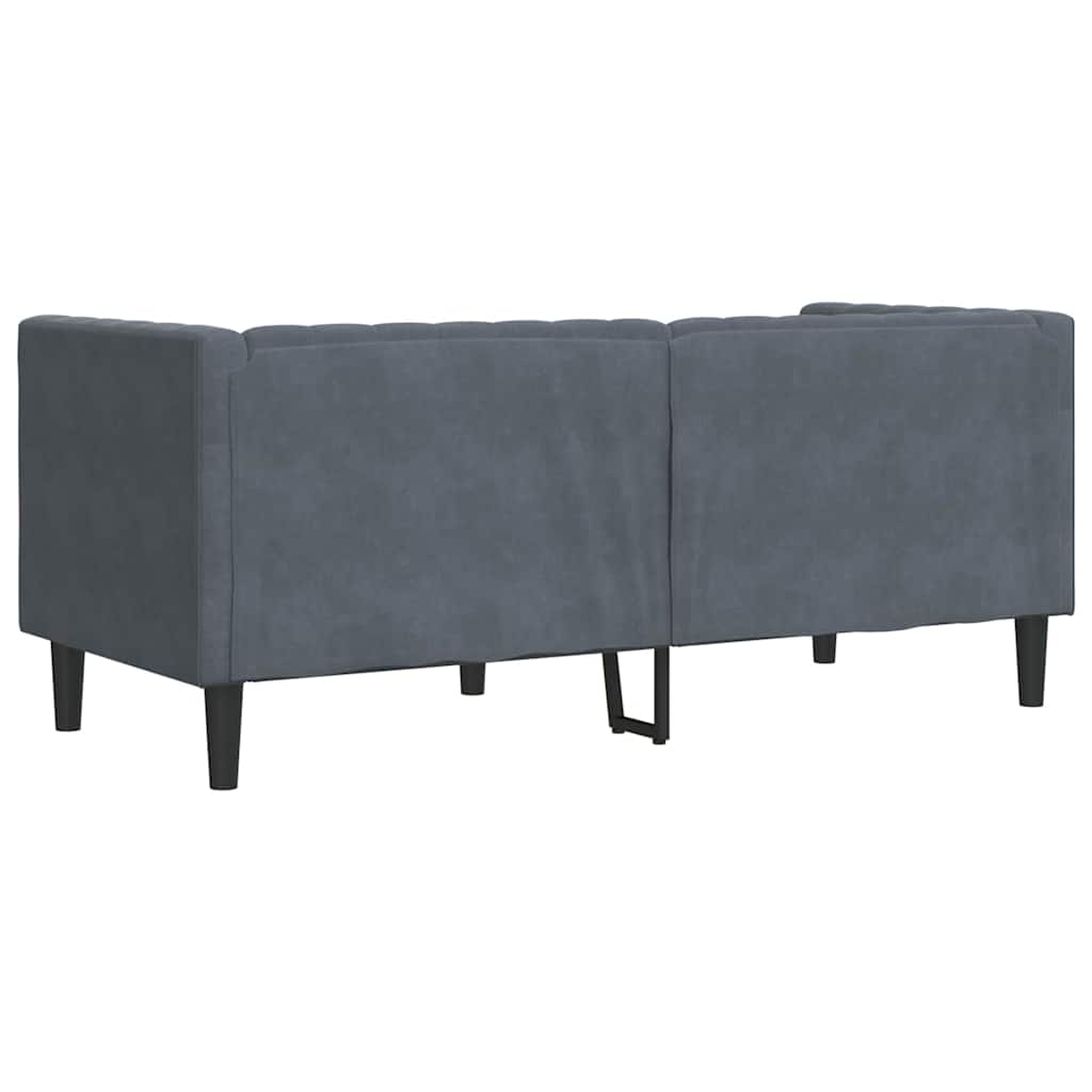 Chesterfieldsofa Med Pude Mørkegrå 174 X 74.5 X 70.5 Cm Fløjl