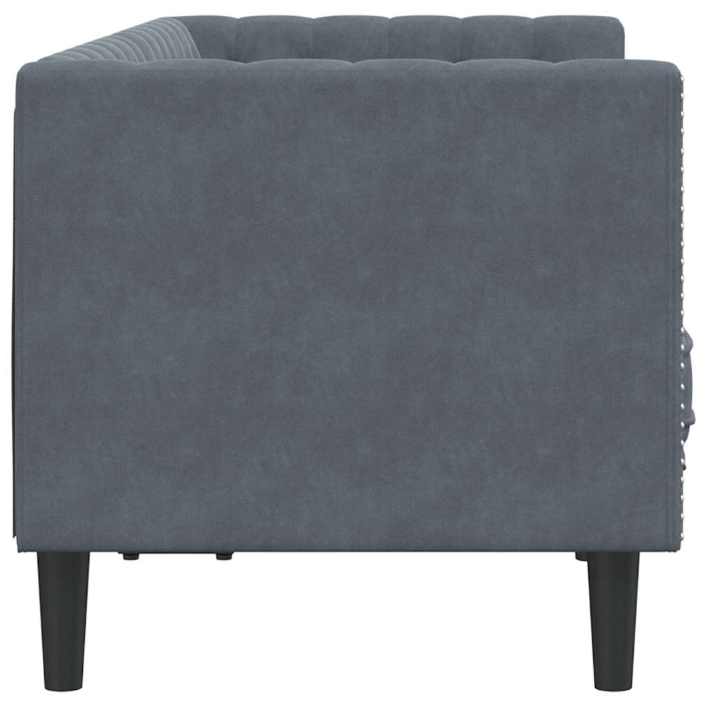 Chesterfieldsofa Med Pude Mørkegrå 174 X 74.5 X 70.5 Cm Fløjl