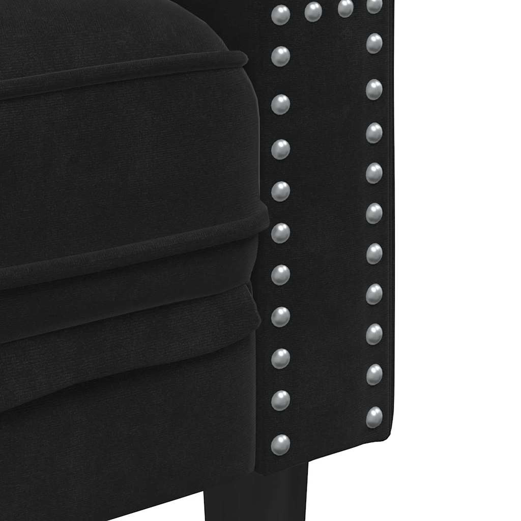 Chesterfieldsofa Med Pude Andet Sort 174 X 74.5 X 70.5 Cm Fløjl