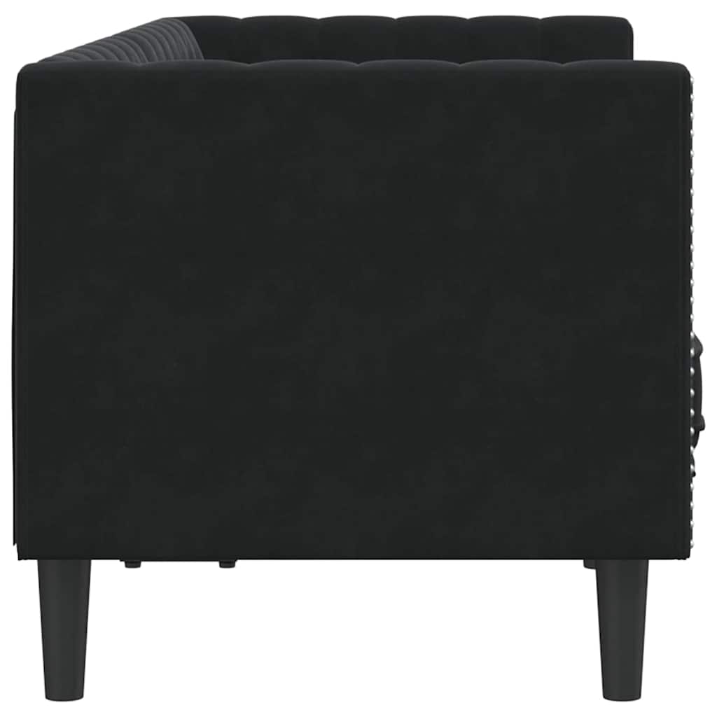Chesterfieldsofa Med Pude Andet Sort 174 X 74.5 X 70.5 Cm Fløjl