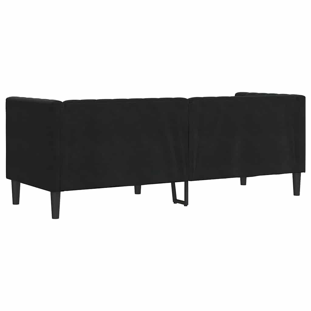 Chesterfieldsofa Med Pude Andet Sort 194 X 74.5 X 70.5 Cm Fløjl