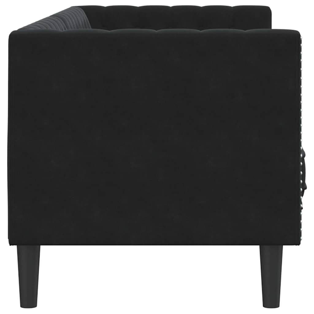 Chesterfieldsofa Med Pude Andet Sort 194 X 74.5 X 70.5 Cm Fløjl