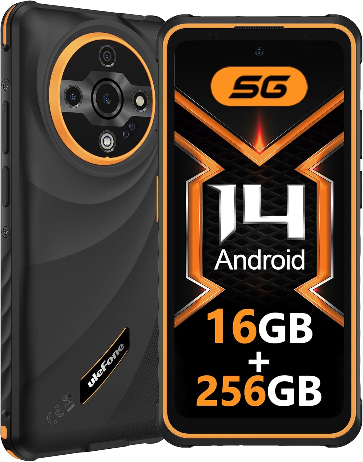 Ulefone Armor X31 Pro 5G Outdoor Smartphone 2025, 16GB+256GB/SD-2TB Android 14 Mit Blendende Taschenlampe 64MP + 25MP Kamera 6,56” 120Hz 6050Mah Handy 3-Slots/Gps/Face Id/Fingerprint/Otg/Nfc Schwarz