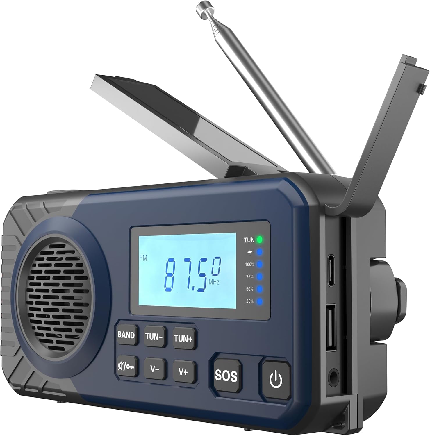 Nødradio med håndsving & 5000 mAh batteri