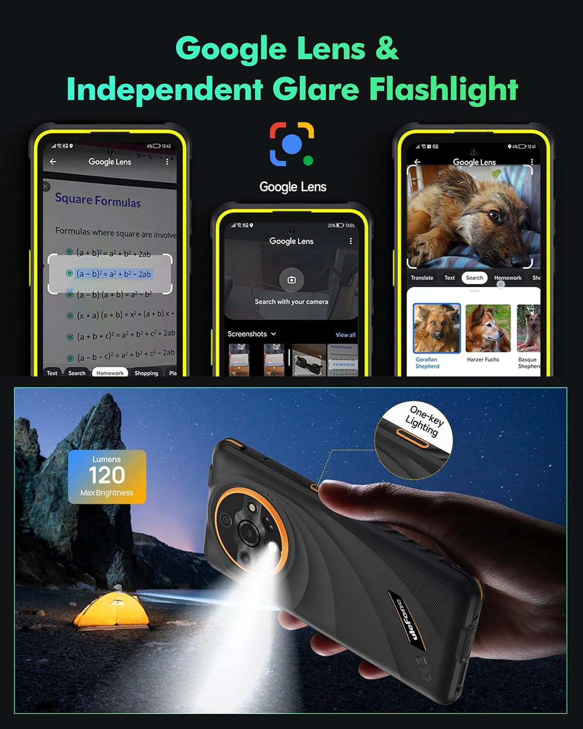 Ulefone Armor X31 Pro 5G Outdoor Smartphone 2025, 16GB+256GB/SD-2TB Android 14 Mit Blendende Taschenlampe 64MP + 25MP Kamera 6,56” 120Hz 6050Mah Handy 3-Slots/Gps/Face Id/Fingerprint/Otg/Nfc Schwarz