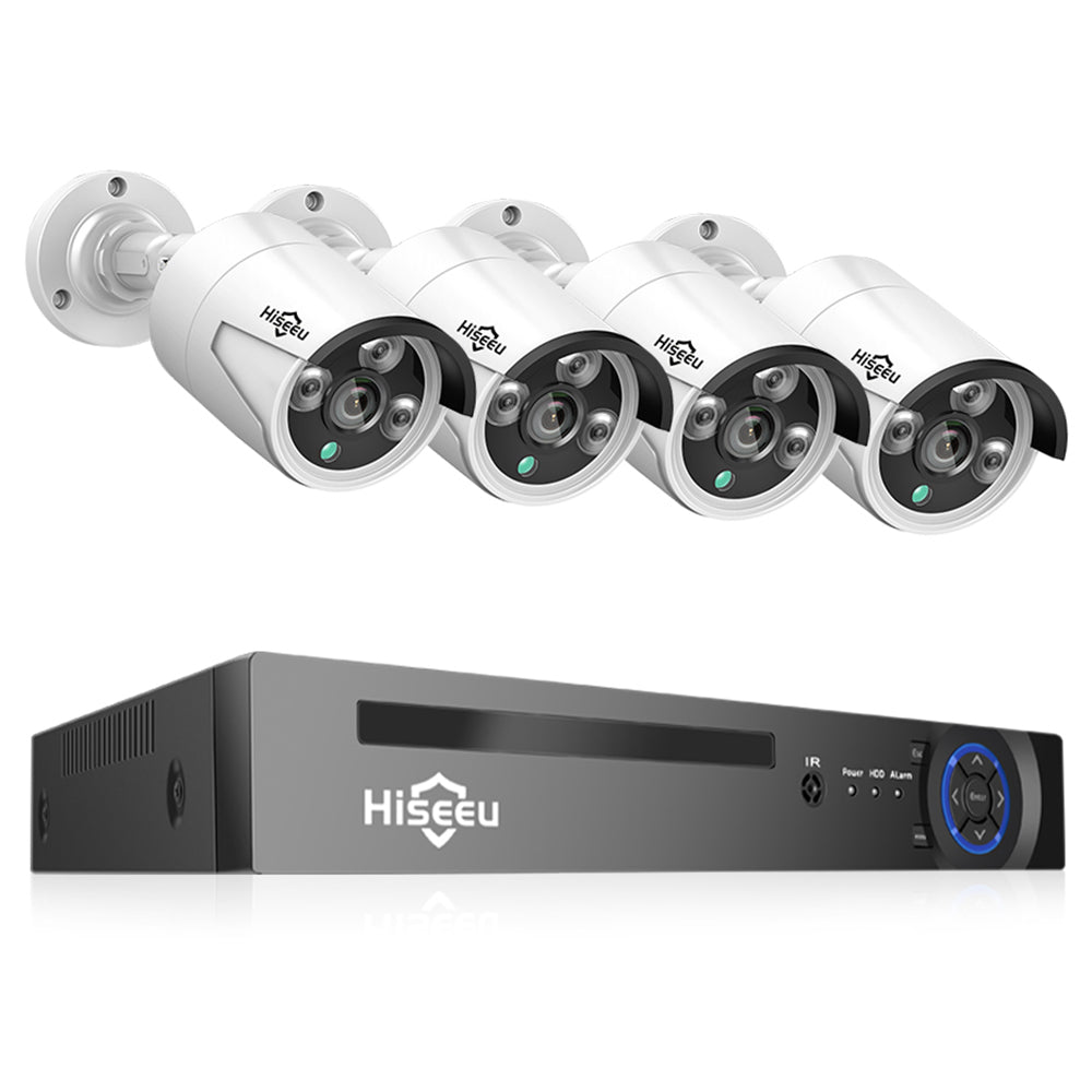 Hiseeu PK-4HB615 – 5MP 8CH POE Overvågningssystem med Lyd &amp; App-Kontrol