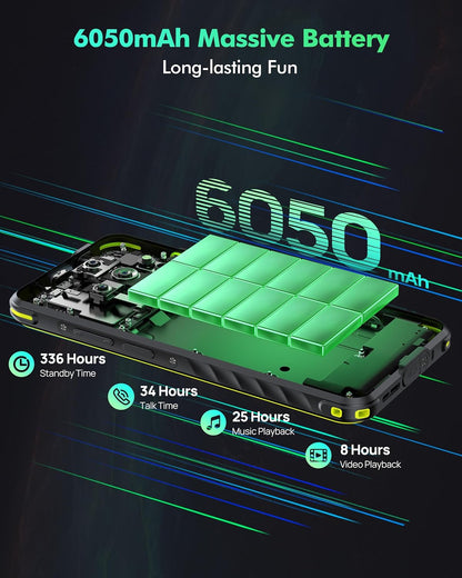 Ulefone Armor X31 Pro 5G Outdoor Smartphone 2025, 16GB+256GB/SD-2TB Android 14 Mit Blendende Taschenlampe 64MP + 25MP Kamera 6,56” 120Hz 6050Mah Handy 3-Slots/Gps/Face Id/Fingerprint/Otg/Nfc Schwarz