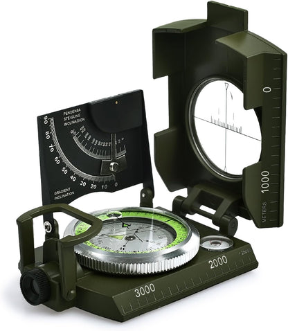Proster Militär Marschkompass Professioneller Taschenkompass Peilkompass Kompass Compass Mit Klinometer Tragschlaufe Tasche Für Jagd Wandern Und Aktivitäten Im Freien