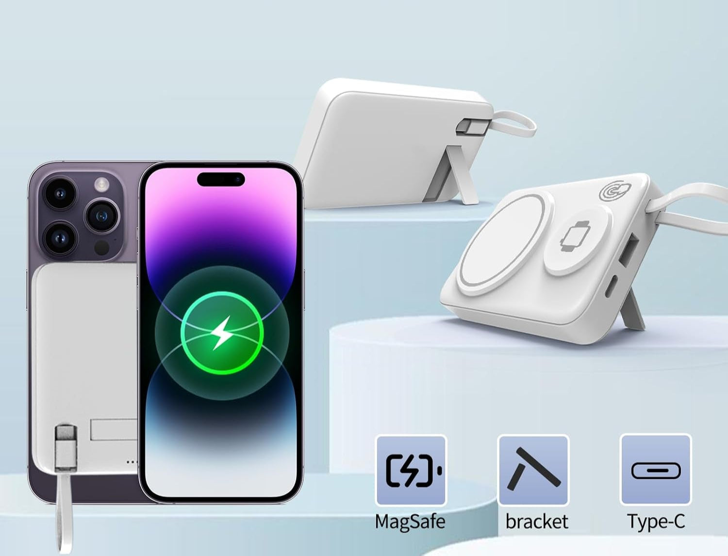 Magnetisk Powerbank - Trådløs & USB-C