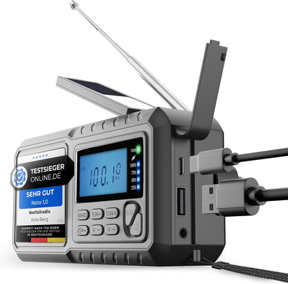 Nødradio med håndsving & 5000 mAh batteri