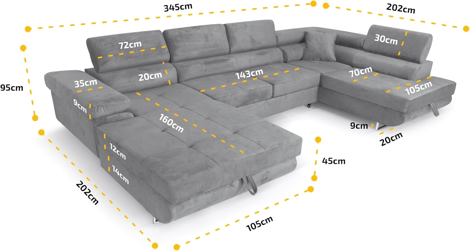 XXL-hjørnesofa med sovefunktion
