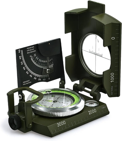 Proster Militär Marschkompass Professioneller Taschenkompass Peilkompass Kompass Compass Mit Klinometer Tragschlaufe Tasche Für Jagd Wandern Und Aktivitäten Im Freien