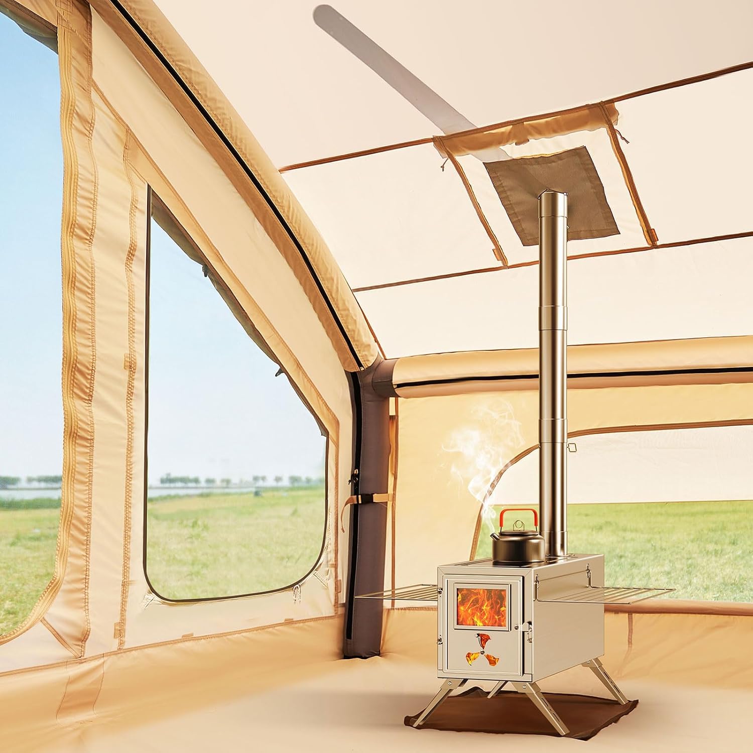 Oppusteligt glamping-telt