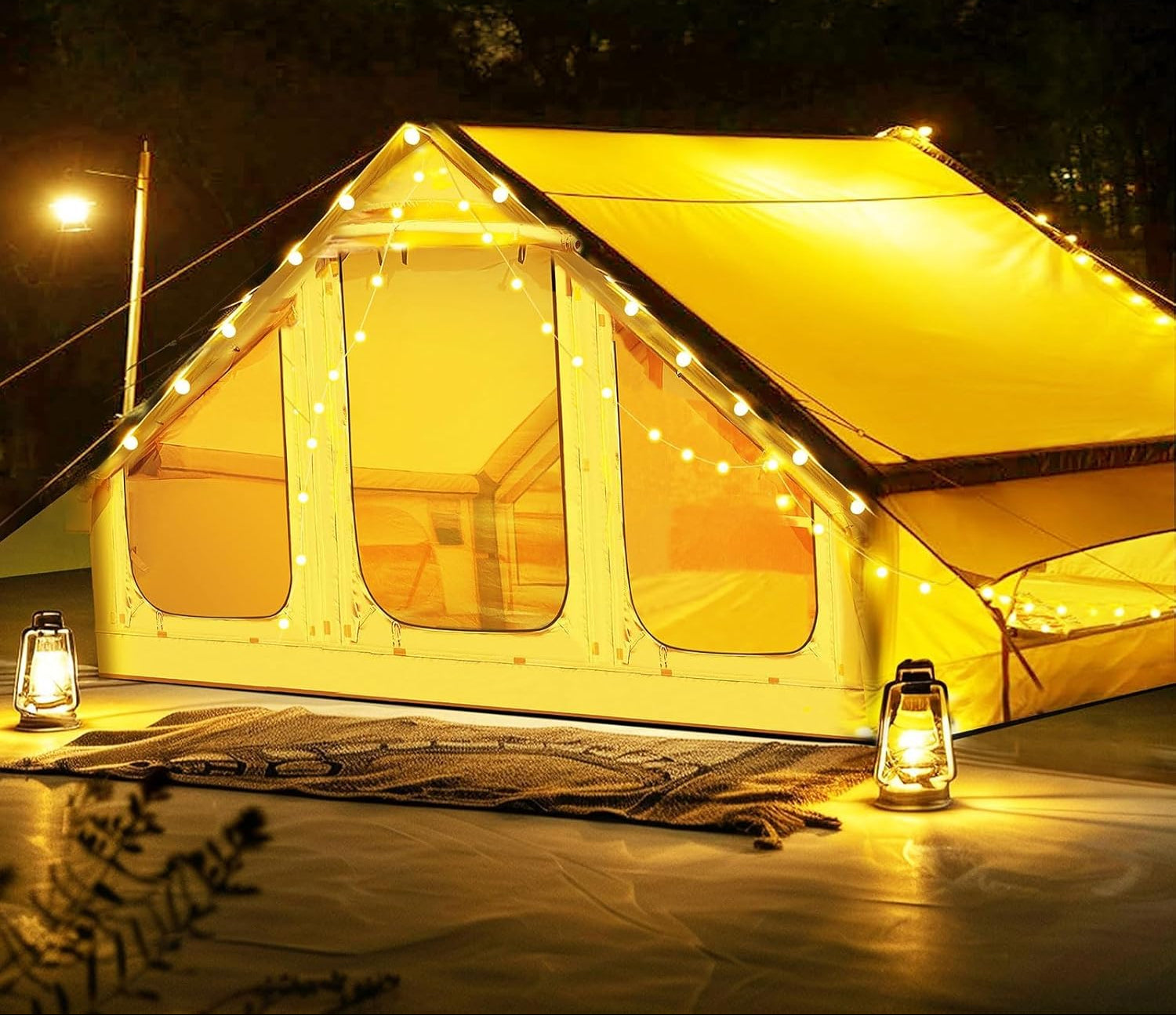 Oppusteligt glamping-telt