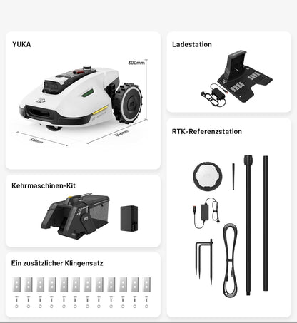 YUKA 2000 Robotplæneklipper m. Fejekit – 2.800 m²