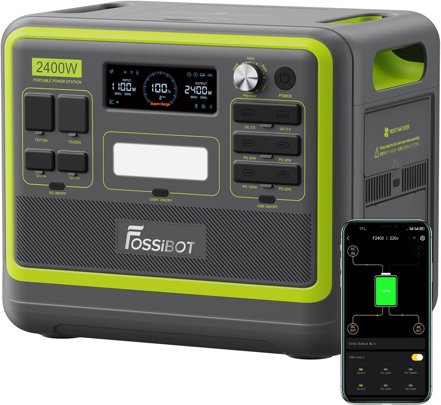 2400W Bærbar Powerstation med 2048Wh