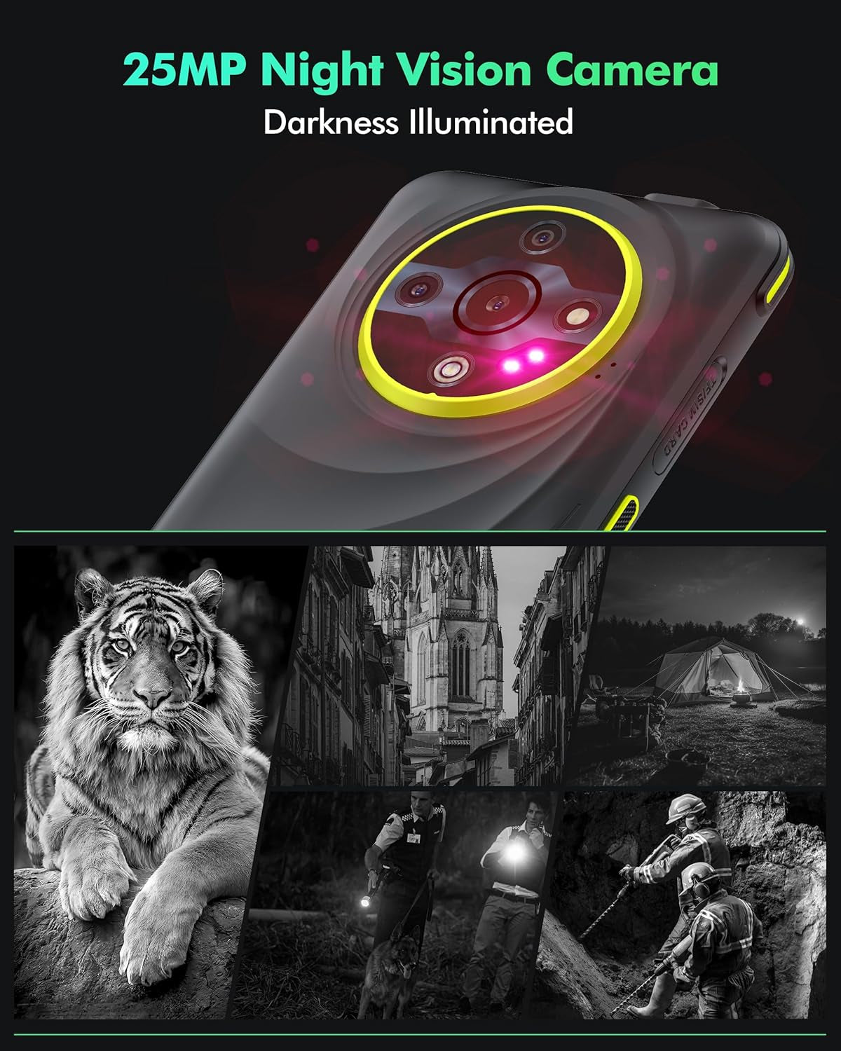 Ulefone Armor X31 Pro 5G Outdoor Smartphone 2025, 16GB+256GB/SD-2TB Android 14 Mit Blendende Taschenlampe 64MP + 25MP Kamera 6,56” 120Hz 6050Mah Handy 3-Slots/Gps/Face Id/Fingerprint/Otg/Nfc Schwarz