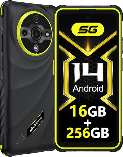 Ulefone Armor X31 Pro 5G Outdoor Smartphone 2025, 16GB+256GB/SD-2TB Android 14 Mit Blendende Taschenlampe 64MP + 25MP Kamera 6,56” 120Hz 6050Mah Handy 3-Slots/Gps/Face Id/Fingerprint/Otg/Nfc Schwarz