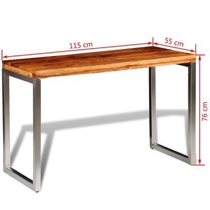 Spisebord/Skrivebord Massivt Træ Stålben