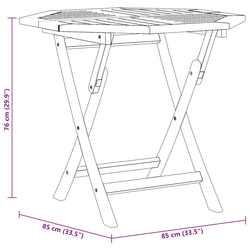 Foldbart Havebord 85X85X76 Cm Massivt Teaktræ