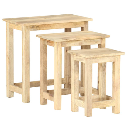 Indskudsborde 3 Stk. Massivt Mangotræ