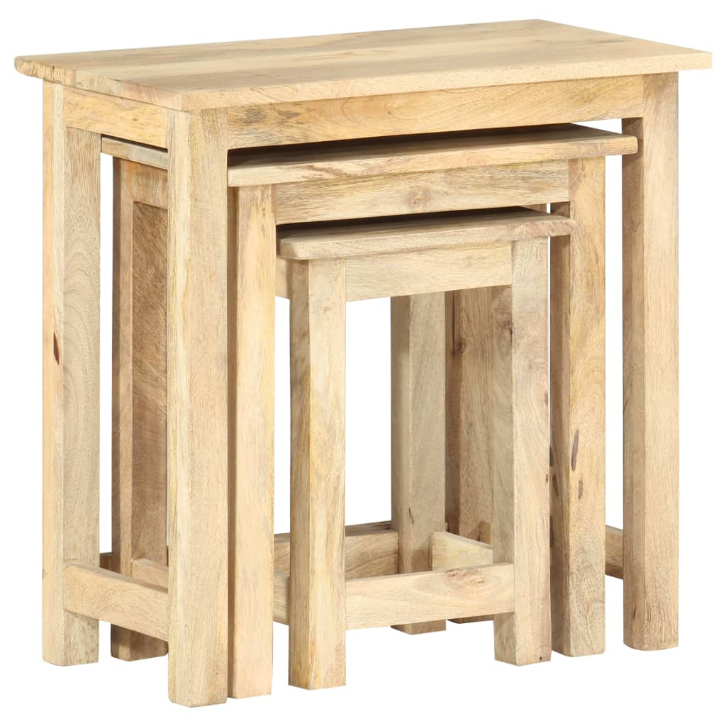 Indskudsborde 3 Stk. Massivt Mangotræ