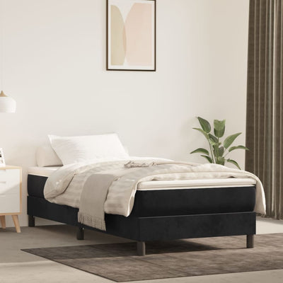 Springmadras Med Pocketfjedre 90X210X20 Cm Fløjl Sort