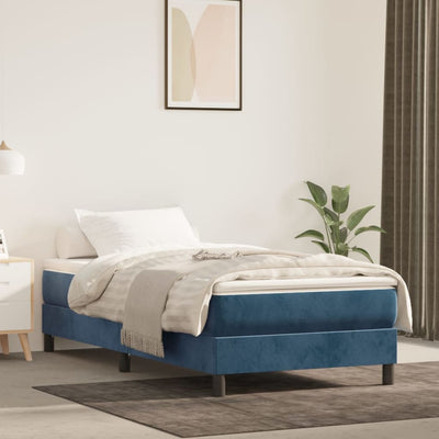 Springmadras Med Pocketfjedre 120X190X20 Cm Fløjl Mørkeblå