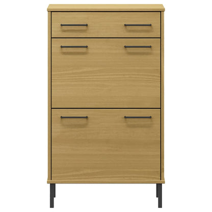 Skoskab Med Metalben Oslo Massivt Fyrretræ Brun