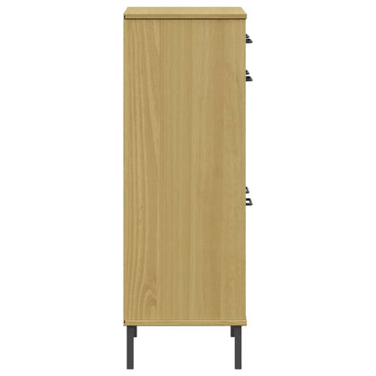 Skoskab Med Metalben Oslo Massivt Fyrretræ Brun