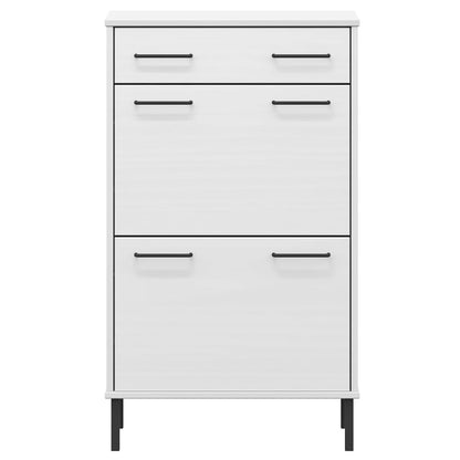 Skoskab Med Metalben Oslo Massivt Fyrretræ Hvid