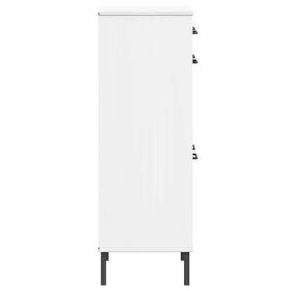 Skoskab Med Metalben Oslo Massivt Fyrretræ Hvid