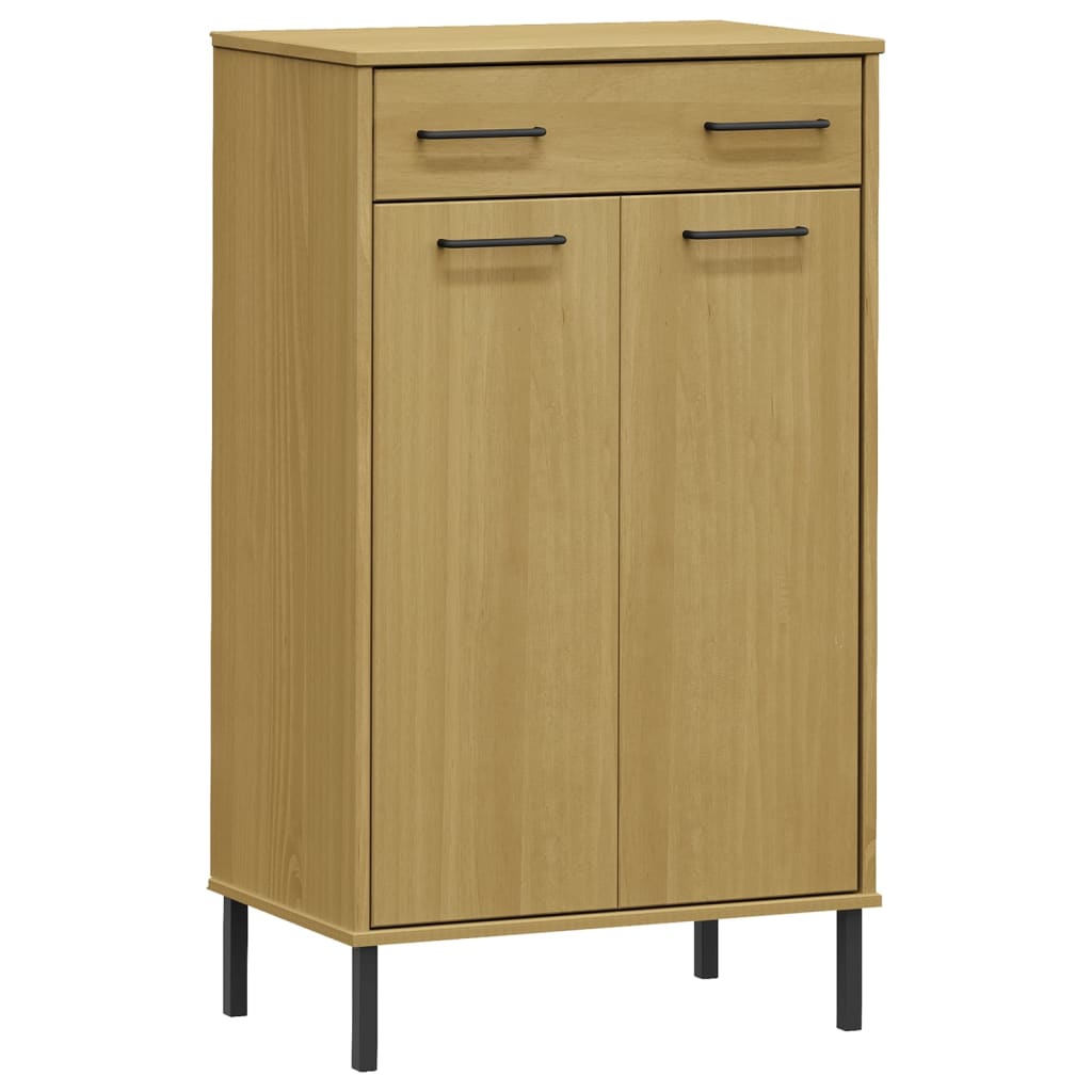 Skoskab Med Metalben Oslo Massivt Fyrretræ Brun