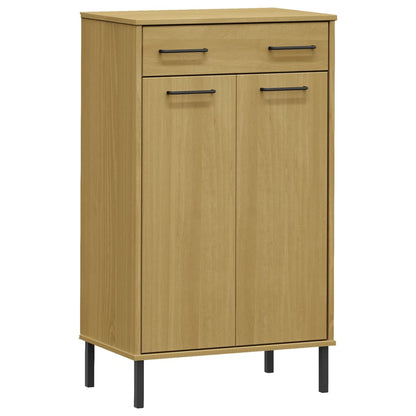 Skoskab Med Metalben Oslo Massivt Fyrretræ Brun