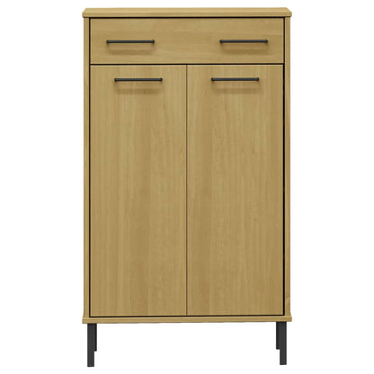 Skoskab Med Metalben Oslo Massivt Fyrretræ Brun