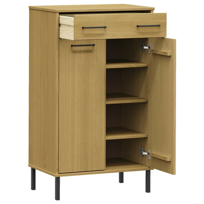 Skoskab Med Metalben Oslo Massivt Fyrretræ Brun