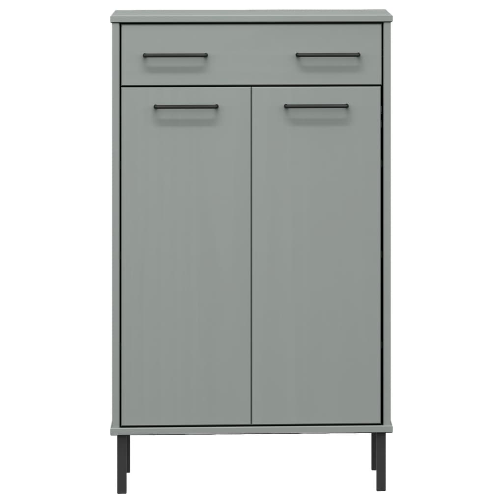 Skoskab Med Metalben Oslo Massivt Fyrretræ Grå