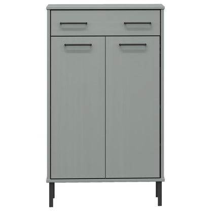 Skoskab Med Metalben Oslo Massivt Fyrretræ Grå