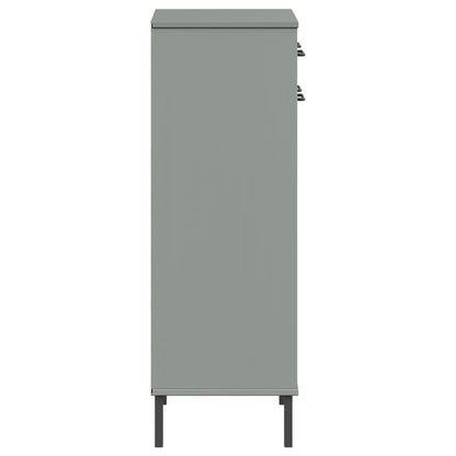 Skoskab Med Metalben Oslo Massivt Fyrretræ Grå