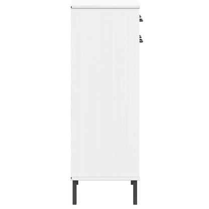 Skoskab Med Metalben Oslo Massivt Fyrretræ Hvid