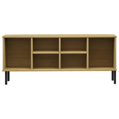 Skoreol Med Metalben Oslo 106X35X45 Cm Massivt Træ Brun